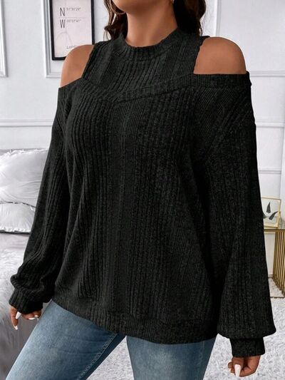 Round Neck Cold Shoulder Sweater (Multiple Colors)