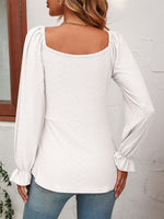 Tie Front V-Neck Puff Sleeve Blouse (Multiple Colors)