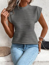 Mock Neck Cap Sleeve T-Shirt (Multiple Colors)