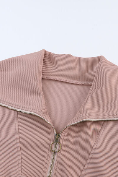 Pocketed Quarter Zip Collared Neck Sweatshirt (Multiple Colors)