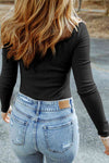 High Neck Long Sleeve Ribbed Top (Multiple Colors)