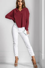 Waffle-Knit Dropped Shoulder Top (Multiple Colors)