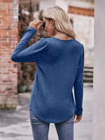 Double Take Pleated Detail Curved Hem Long Sleeve Top (Multiple Colors)