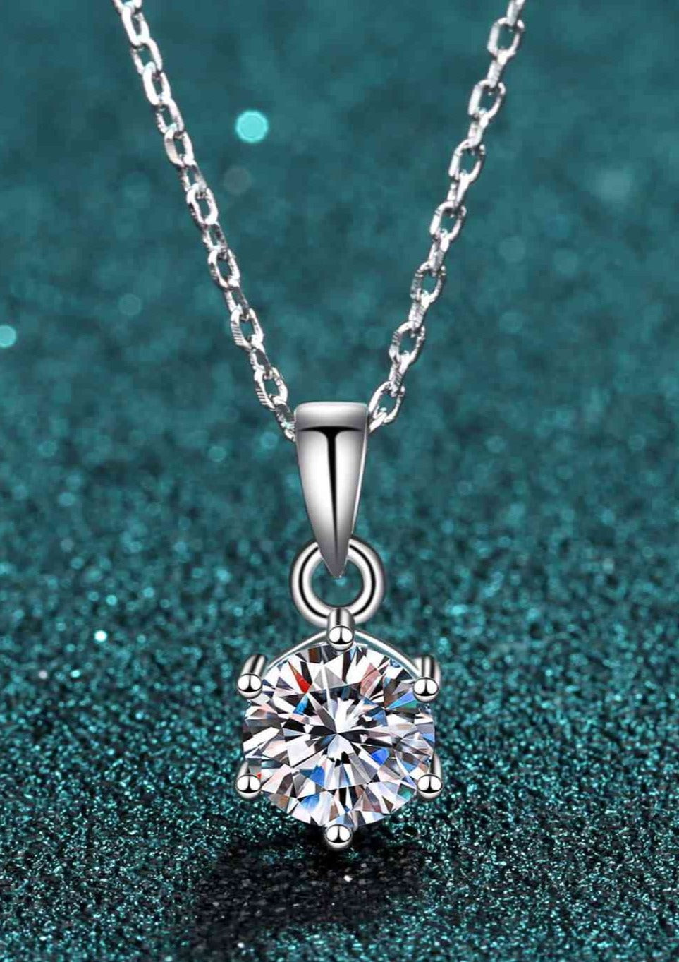 1 Carat Moissanite 925 Sterling Silver Single Stone Necklace